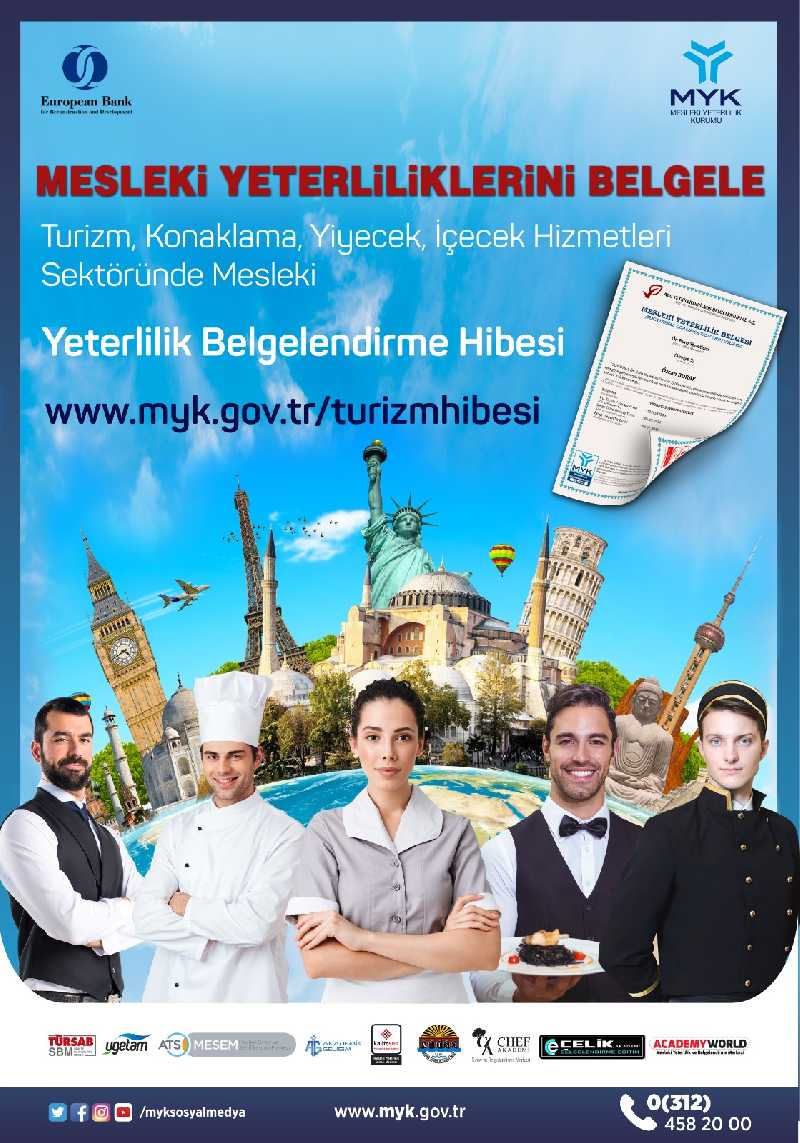 TURİZM ÇALIŞANLARINA MYK BELGESİ SINAVLARI İÇİN HİBE DESTEĞİ !